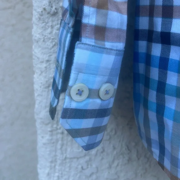 CALDER CARMEL Limited Edition Mens Blue Multi Plaid L/S Button Down Shirt Size L - Picture 8 of 8